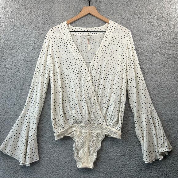 INTIMATELY FREE PEOPLE Makin Waves Bodysuit S Small Fairy Coquette Twee Dots - Picture 1 of 15
